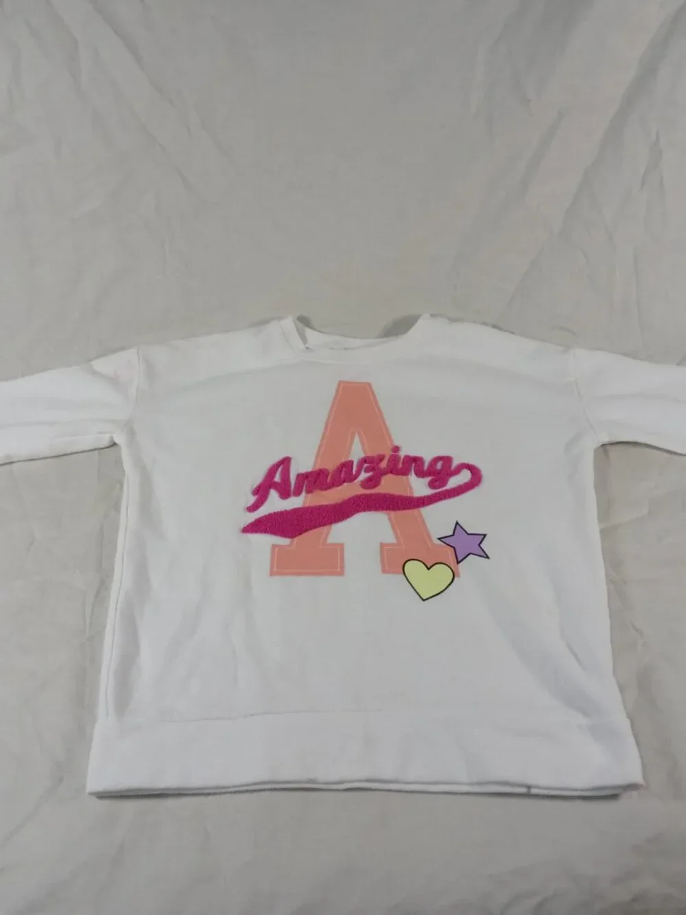 4 Girls Cute White Graphic Design Sweatshirt Kids Clothes Bundle in Good Cond